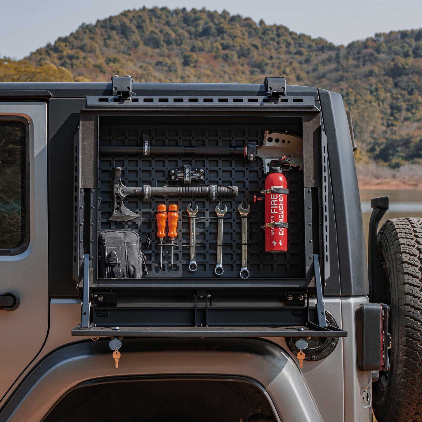 Rear Side Window Storage Box with Concealed Table for Jeep Wrangler JK 2007-2018, 2-Pack