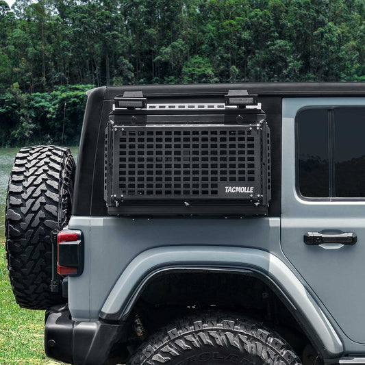 TACMOLLE Malantaŭa Flanka Fenestra Stokskatolo kun Kaŝita Tablo, Konvenas por Jeep Wrangler JL 2018-2024