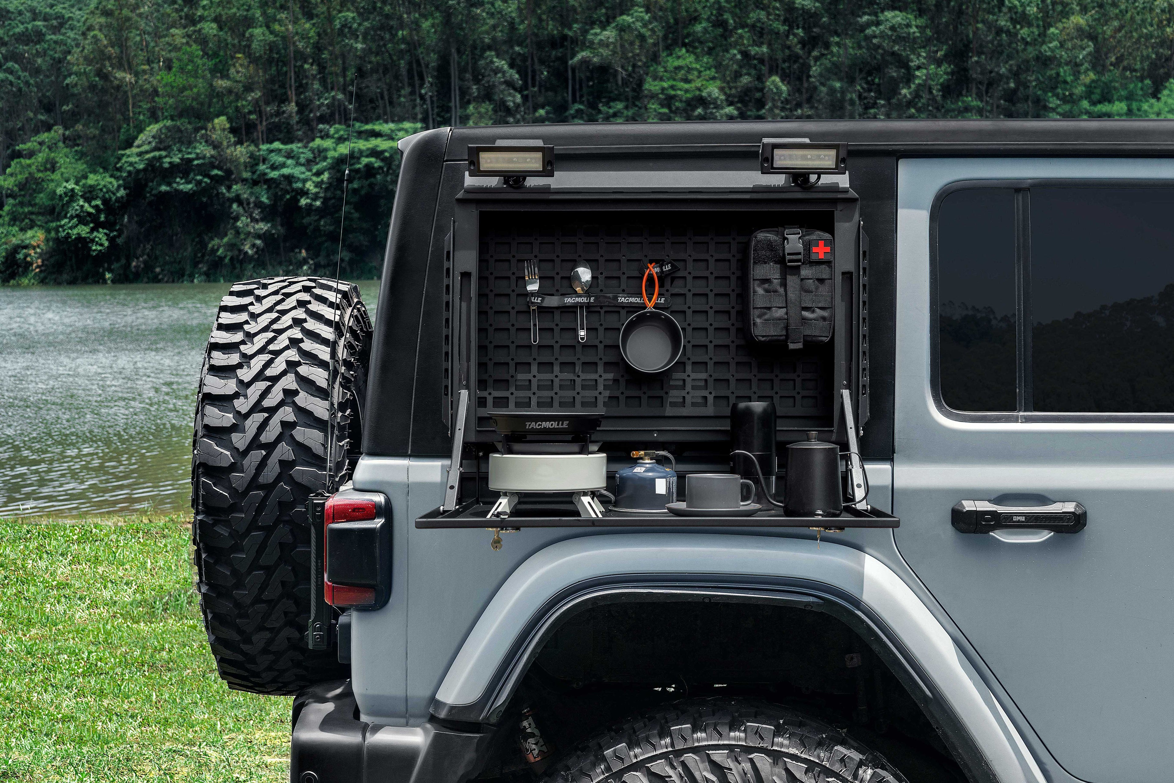 Jeep Wrangler JL/JLU Rear Side Window Storage Box with Concealed Table