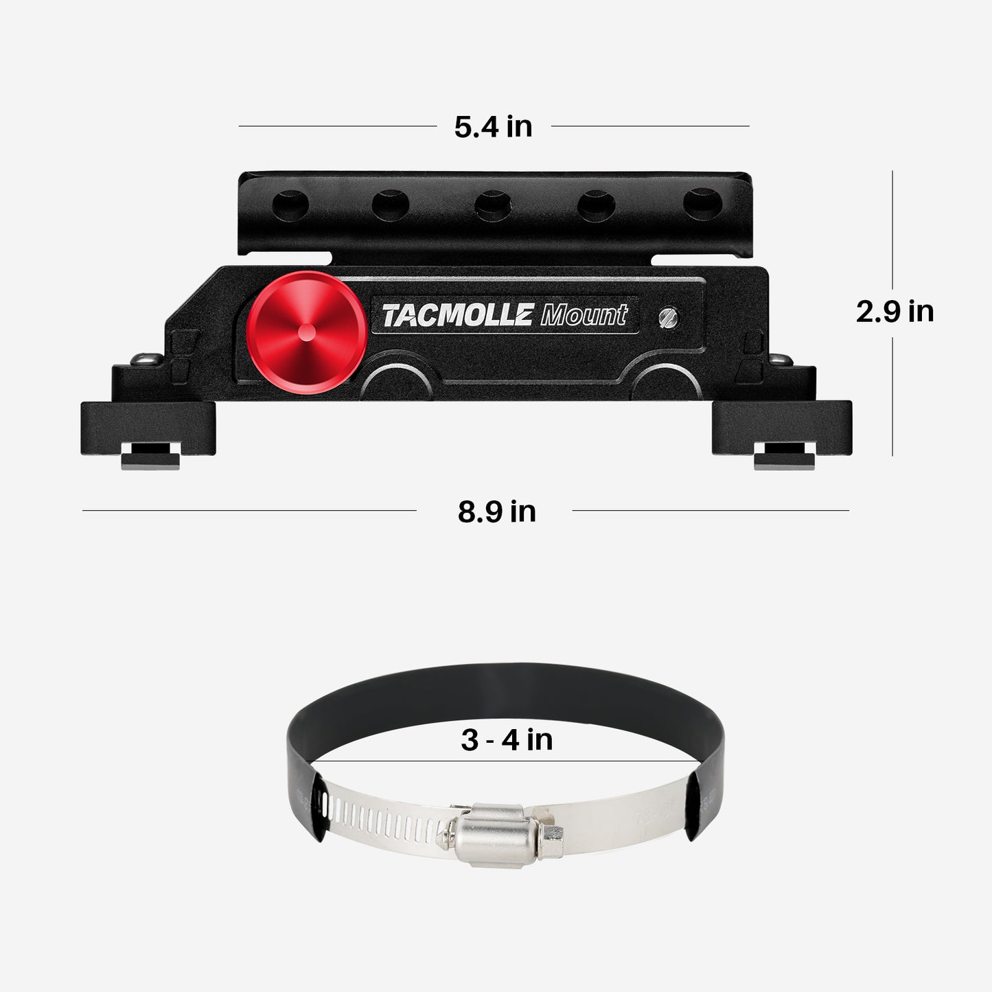 전술 엄밀한 MOLLE 패널용 TACMOLLE 소화기 마운트, 퀵 릴리스 디자인